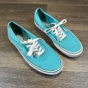 VANS Authentic Canvas Teal Blue Sz 9 Women Low-Top Skate Sneakers